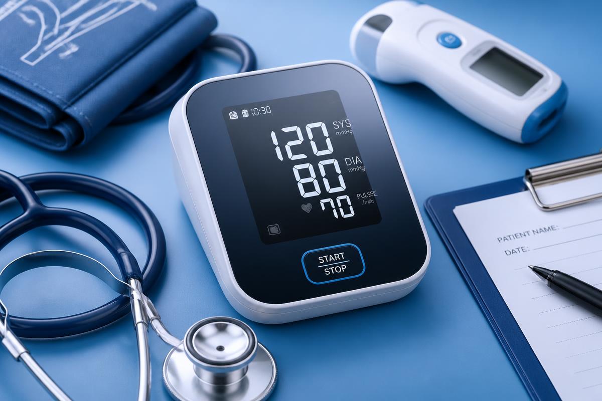 Professional medical diagnostic tools on a clean blue background